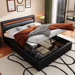 Flieks Polsterbett, LED Beleuchtung Doppelbett Stauraum günstig online kaufen