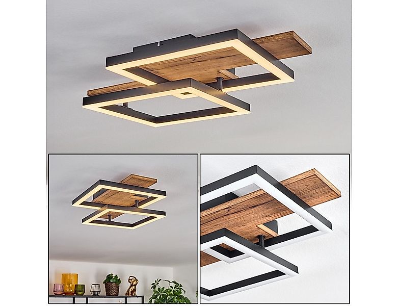 hofstein Deckenleuchte Deckenlampe aus Metall/MDF/Kunststoff in Schwarz/Hol günstig online kaufen