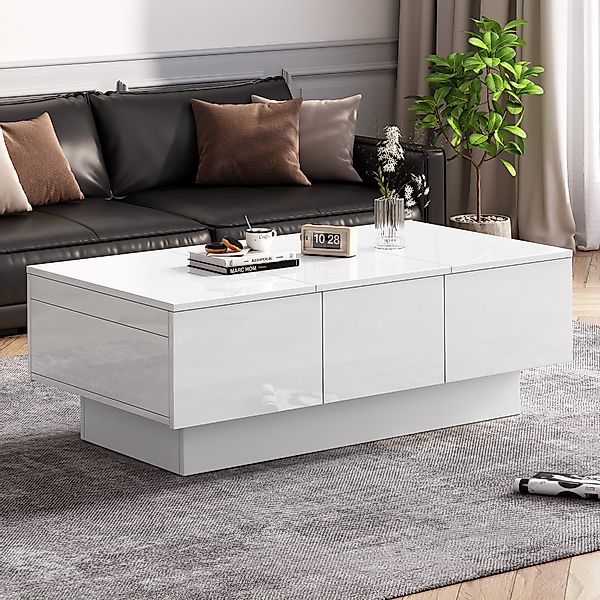 OKWISH Couchtisch Hochglanz-Sofatisch mit großen Stauraum günstig online kaufen