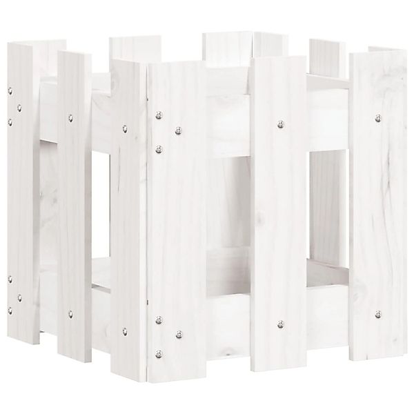 vidaXL Pflanzkübel Lattenzaun-Design Weiß 30x30x30 cm Kiefernholz 832443 günstig online kaufen