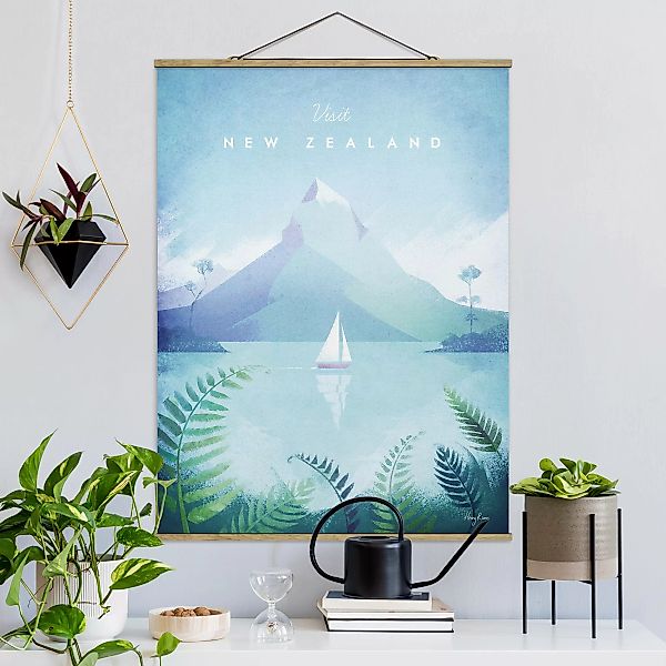 Stoffbild mit Posterleisten - Hochformat Reiseposter - Neuseeland günstig online kaufen