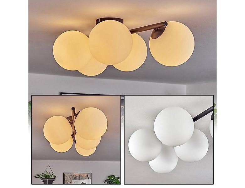 hofstein Deckenleuchte 5-flammige Deckenlampe aus Metall/Glas in Schwarz/We günstig online kaufen