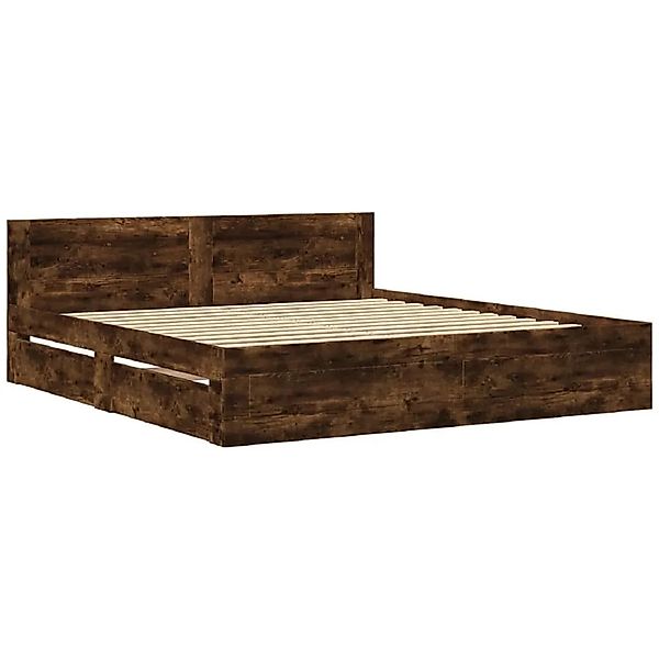 vidaXL Bettgestell mit Kopfteil Räuchereiche 180x200 cm Holzwerkstoff 32955 günstig online kaufen