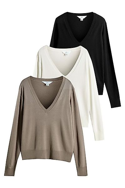 The Set V-Ausschnitt-Pullover The Set Feinstrickpulli mit V-Ausschnitt, 3er günstig online kaufen