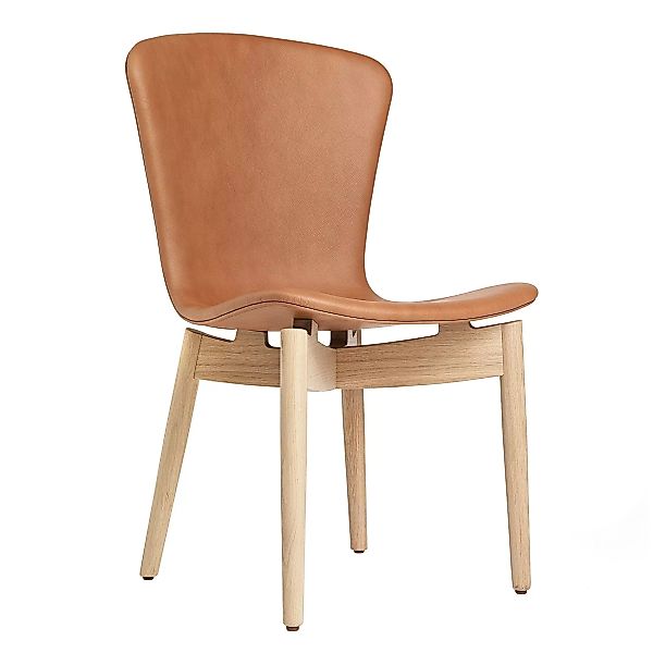 Mater - Shell Stuhl Gestell Eiche matt lackiert - brandy/Sitz Ultra Leder/F günstig online kaufen