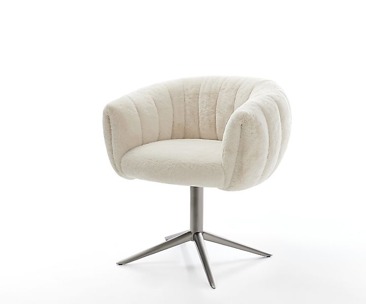 Drehstuhl Jada-Flex Plüsch Creme-Weiß Fußkreuz Graphit 360° drehbar Wippfun günstig online kaufen