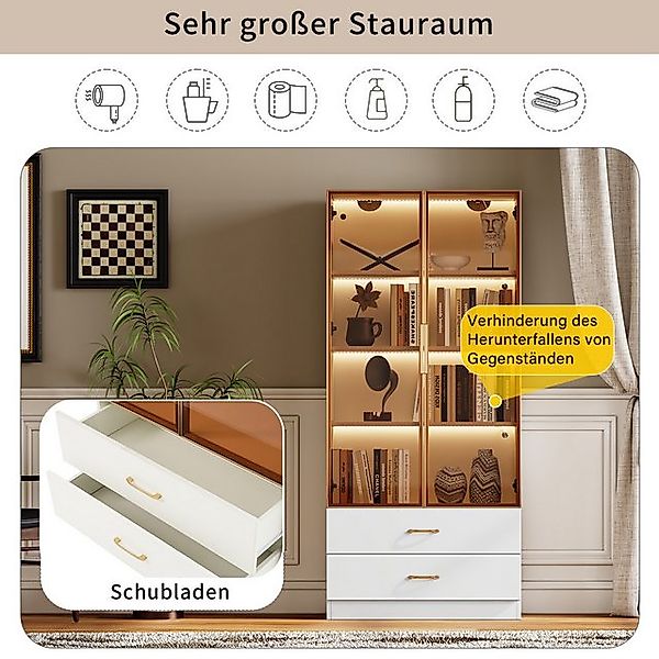 Odikalo Standvitrine Vitrine Badezimmerschrank Schließfach Badkommode 75cm günstig online kaufen