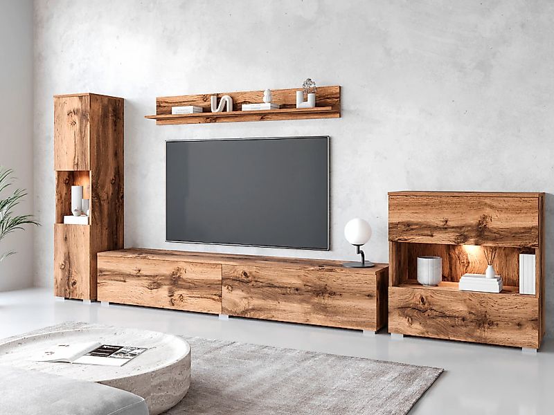 INOSIGN Wohnwand "PARIS, Vitrine Türanschlag links/rechts wechselbar", (Kom günstig online kaufen