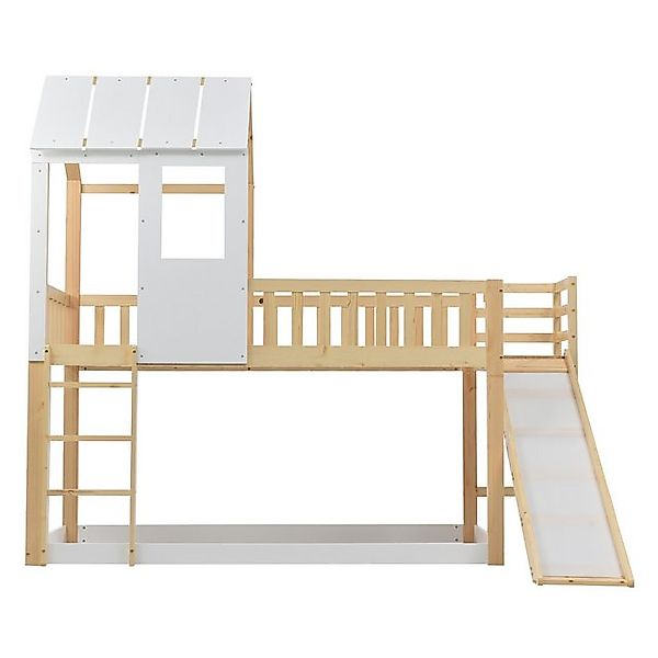 REDOM Kinderbett Etagenbett mit rechtwinkliger Leiter und Rutsche (Natur+We günstig online kaufen