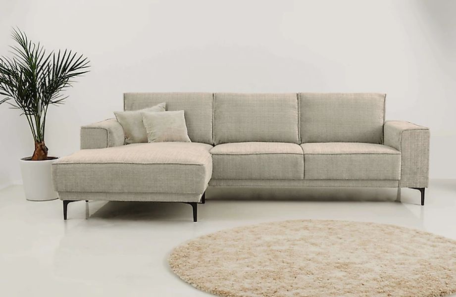 PLACES OF STYLE Ecksofa »Polsterecke Oland, Struktur, Flachgewebe, Luxus-Mi günstig online kaufen