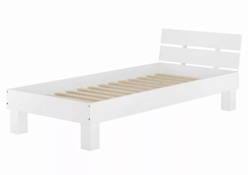 ERST-HOLZ Einzelbett Weißes Holzbett kantige Form modern 90x220 mit Rost, B günstig online kaufen