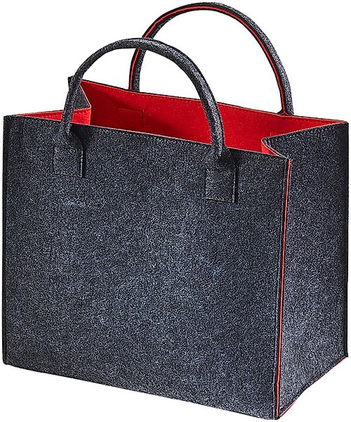 Kobolo Einkaufsshopper Filztasche außen grau meliert innen rosa 35x20x30, 2 günstig online kaufen