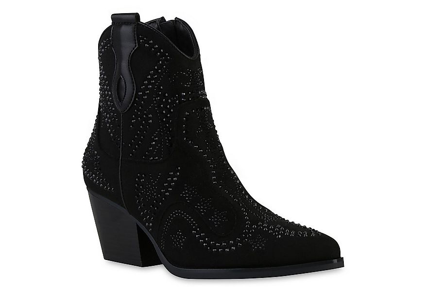 VAN HILL 840898 Cowboy Boots Damen Cowboy Boots Stiefelette Spitz Strass Ho günstig online kaufen