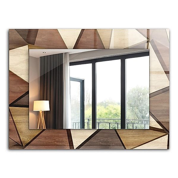 Tulup Spiegel mit Aufdruck Geometrische Holzmuster 80x60 cm Rechteckig Spie günstig online kaufen