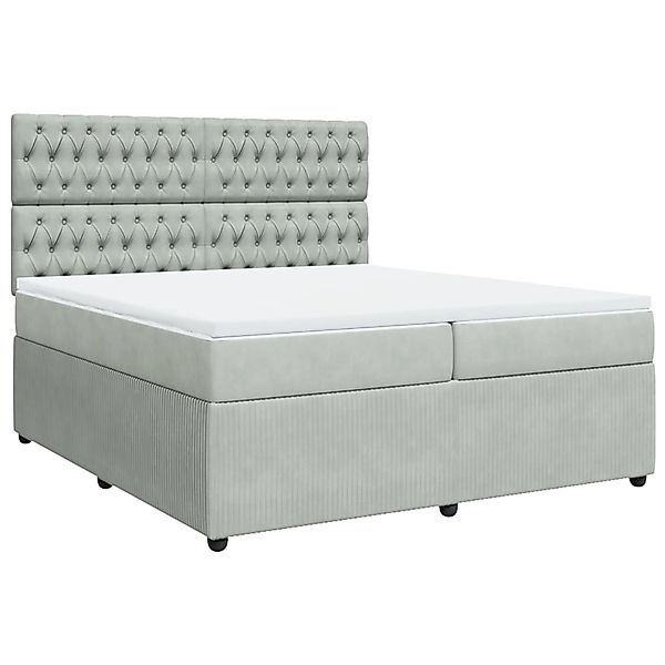 vidaXL Boxspringbett mit Matratze Hellgrau 200x200 cm Samt2107842 günstig online kaufen