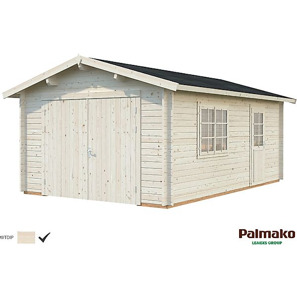 Palmako Holzgarage Roger mit Holztor Klar tauchgrundiert 360 cm x 550 cm günstig online kaufen