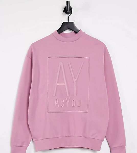 ASYOU – Sweatshirt mit Markenstickerei in Rosa, Kombiteil-Lila günstig online kaufen