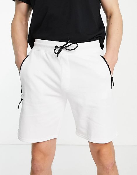 Bershka – Cargo-Shorts aus Jersey in Weiß günstig online kaufen