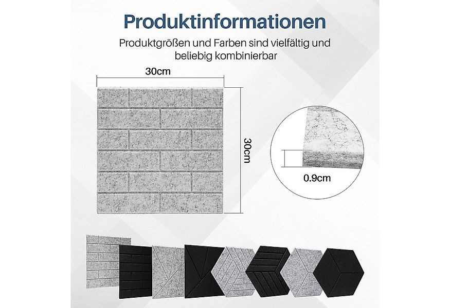 Clanmacy Akustikplatte 12 stuks Akustikplatten Quadratisch Kacheln Selbstkl günstig online kaufen