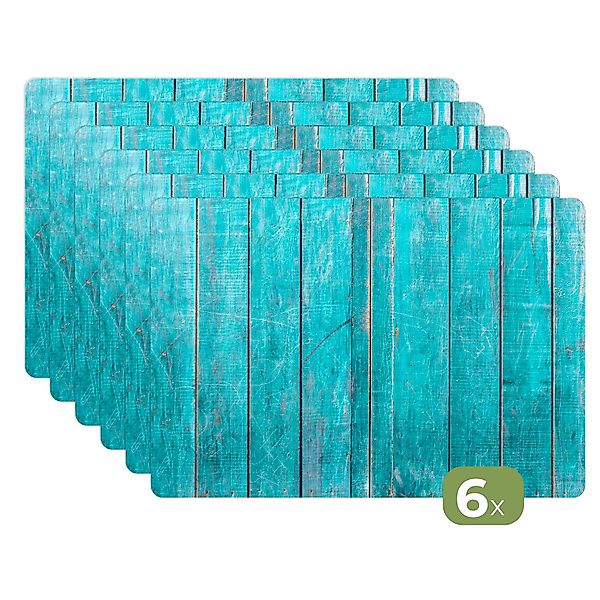 MuchoWow Platzset Holzstruktur mit türkisfarbenem Anstrich, günstig online kaufen