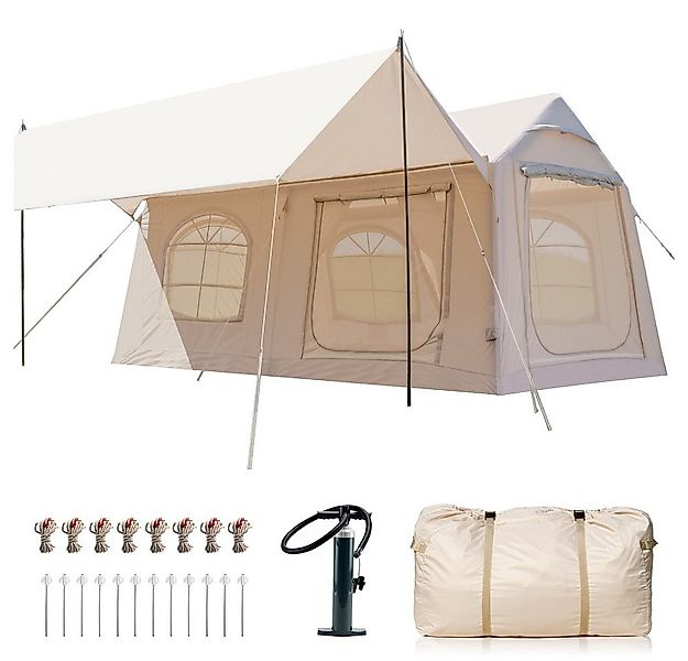 Meulbaty aufblasbares Zelt Camping Zelt Sufblasbar mit Kaminöffnung & Dachf günstig online kaufen
