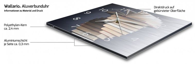 Wallario Wanduhr Bücherstapel (Aluverbunduhr) günstig online kaufen