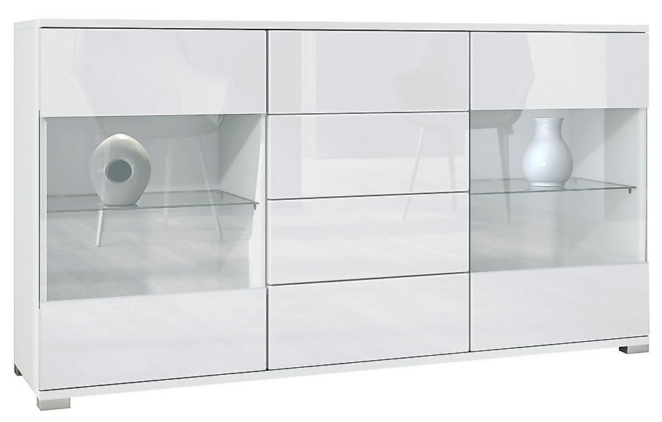 Vladon Sideboard Bari V1 (Kommode mit 2 Türen, 4 Schubladen und 2 flexible günstig online kaufen