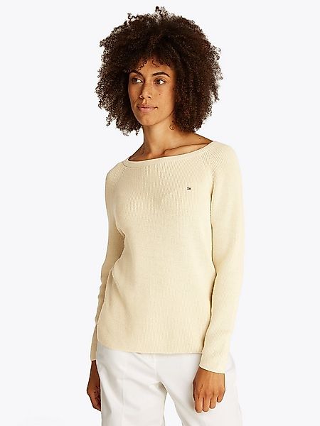 Tommy Hilfiger Strickpullover CO CARDI FINE GG LS BOAT-NK SWT mit Raglanärm günstig online kaufen