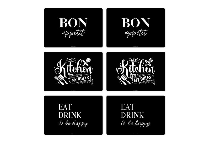 MuchoWow Platzset Küchenspruch - Schwarz, (6-St), Platzsets, Tischset, Abwa günstig online kaufen