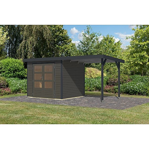 Karibu Gartenhaus Ernesto 3 B Anbaudach Terragrau/Anthrazit 209 x 238 x 213 günstig online kaufen