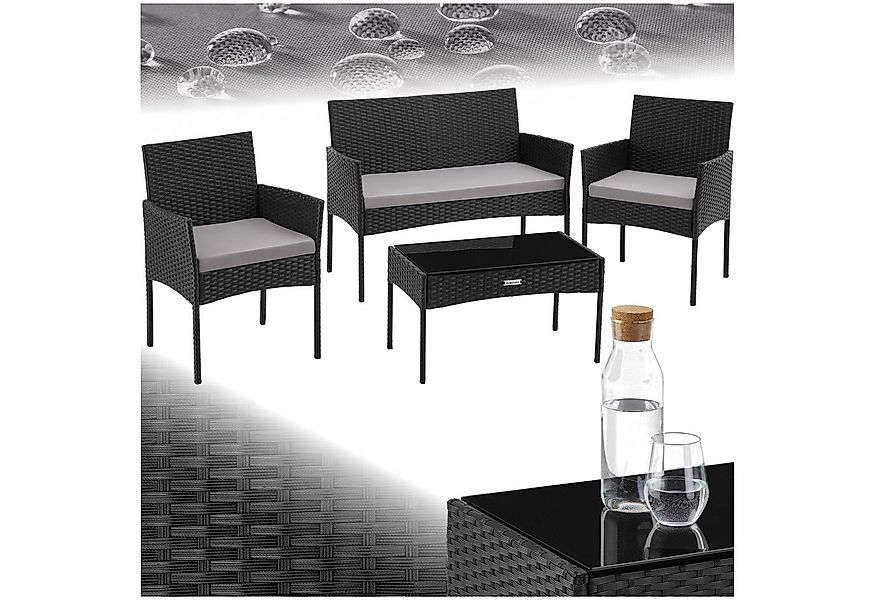 tectake Sitzgruppe Rattan Gartenset, (Set., 4-tlg), Wasserabweisende, abneh günstig online kaufen