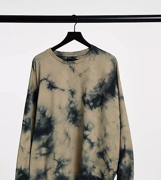 ASOS DESIGN Curve – Oversize-Sweatshirt mit Batikmuster in Beige-Neutral günstig online kaufen