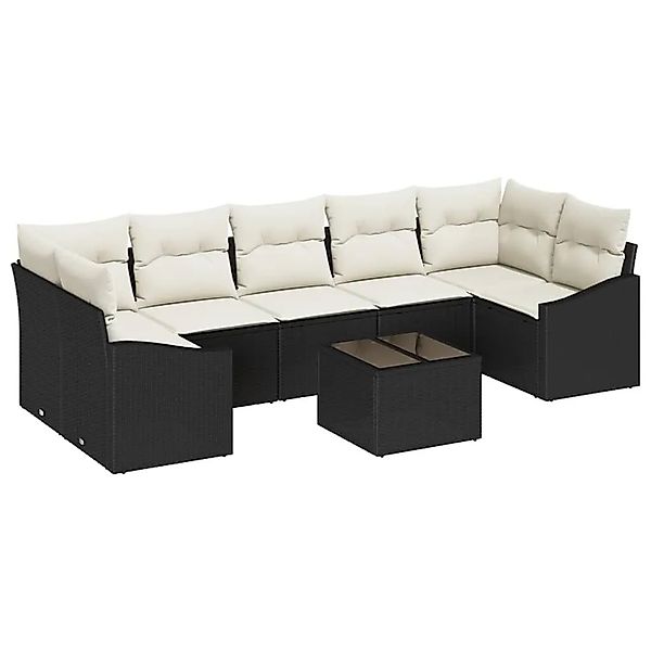 vidaXL Sofa Set mit Kissen 8-Tlg Schwarz und Creme Poly-Rattan 3355306 günstig online kaufen