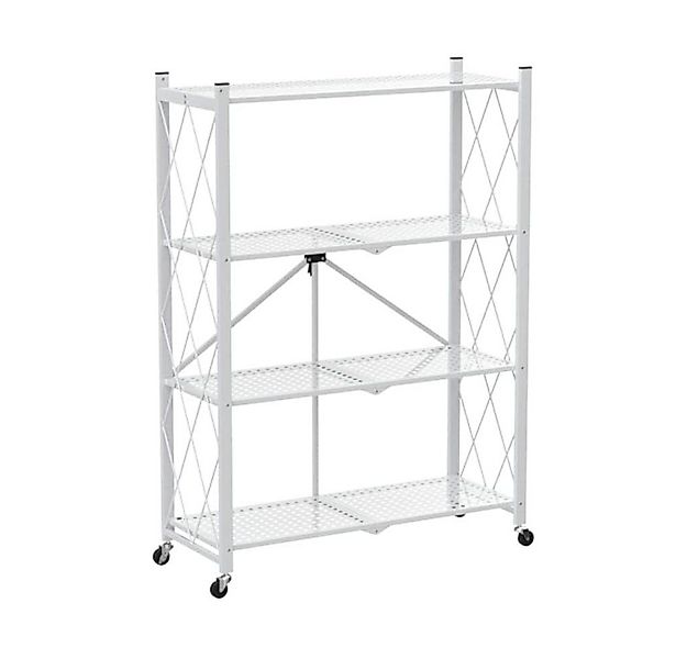BERLINLODGE® Regal Mobiles Klappregal auf Rollen 4 Fachböden HxBxT 125x72x3 günstig online kaufen