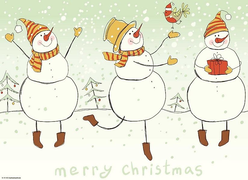 Tischsetmacher Platzset Tischsets abwaschbar - Tanzende Schneemänner - Prem günstig online kaufen