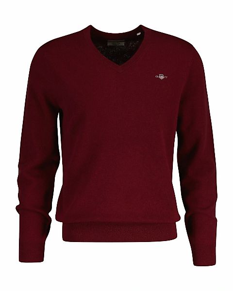 Gant V-Ausschnitt-Pullover "EXTRAFINE LAMBSWOOL V-NECK" mit Logostickerei günstig online kaufen