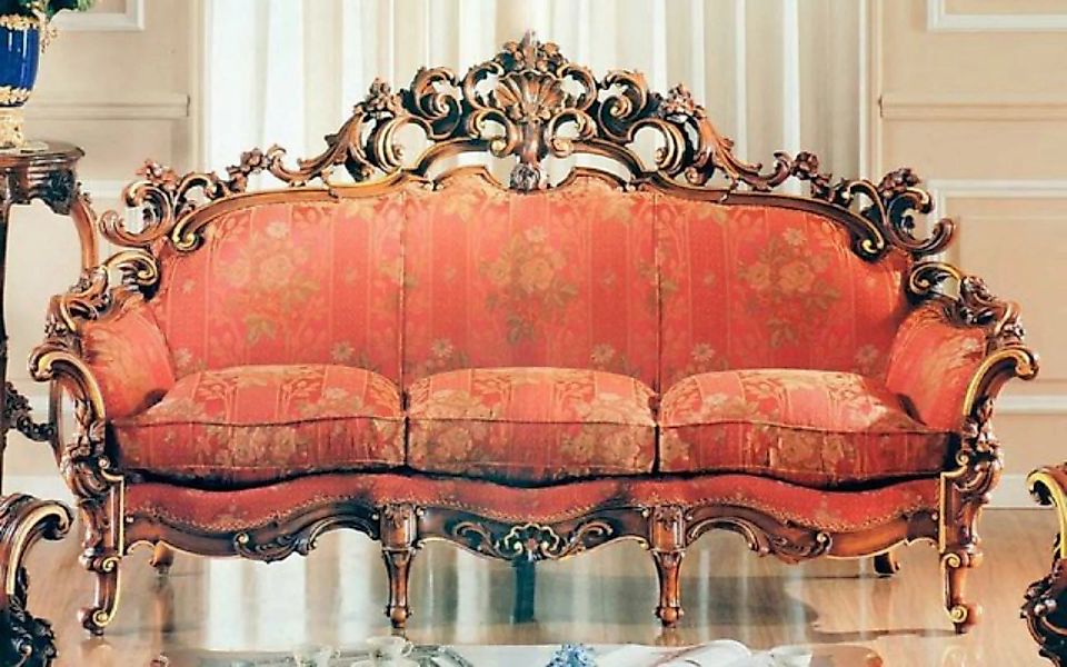 Casa Padrino Sofa Luxus Barock Sofa Rot / Braun / Gold - Prunkvolles Wohnzi günstig online kaufen