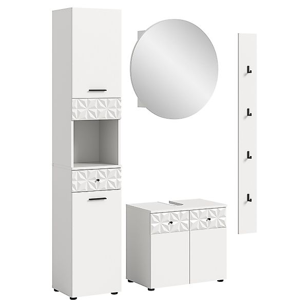 Badkombination Prisma m. Hochschrank Weiß 141 cm 4-tlg. günstig online kaufen