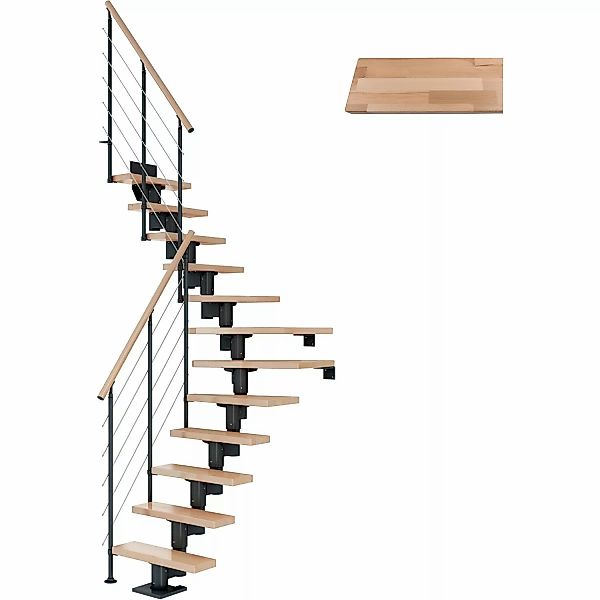 Dolle Mittelholmtreppe Dublin Buche Anthrazit GH bis 270 cm 1/2gew. 65 cm F günstig online kaufen