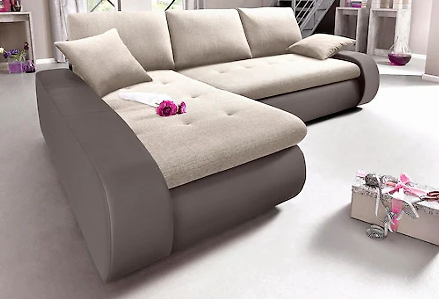 TRENDMANUFAKTUR Ecksofa »Indie, modern und bequem, Materialmix, L-Form«, wa günstig online kaufen