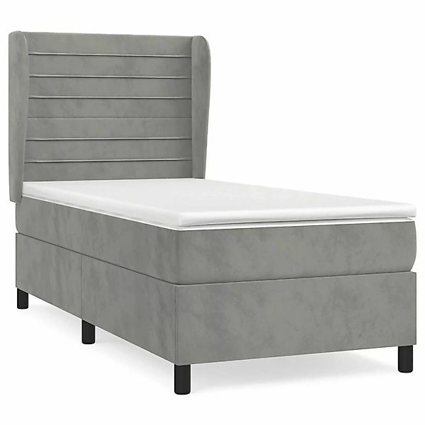 vidaXL Boxspringbett mit Matratze Hellgrau 80x200 cm Samt1372947 günstig online kaufen