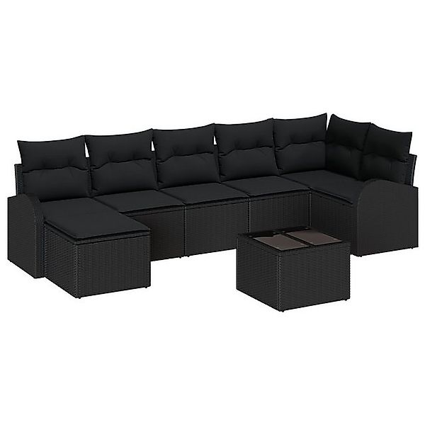 vidaXL Loungesofa 8-teiliges Garten-Sofa-Set mit Kissen Beige Poly Rattan, günstig online kaufen