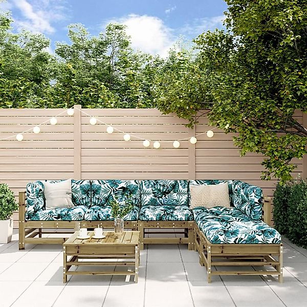 Nettlife Gartenlounge-Set 7-tlg. Massivholz Kiefer Garten-Lounge-Set günstig online kaufen