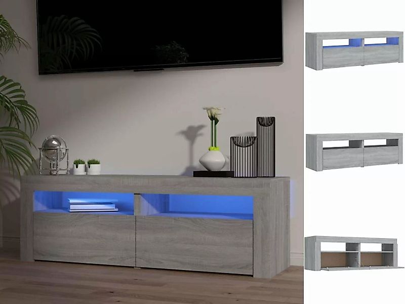 vidaXL TV-Schrank TV-Schrank mit LED-Leuchten Grau Sonoma 120x35x40 cm Lowb günstig online kaufen