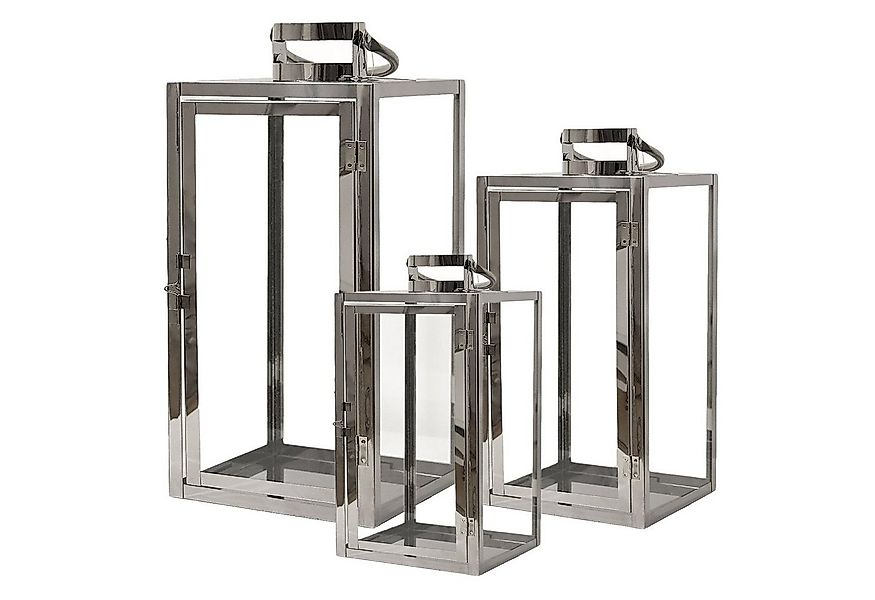 Mojawo Laterne 3er Set Edelstahl-Laternen 30/40/53cm + 3 LED Tropfen Lichte günstig online kaufen