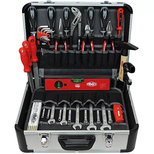 Famex Alu Werkzeugkoffer 429-88 gefüllt mit Werkzeug günstig online kaufen