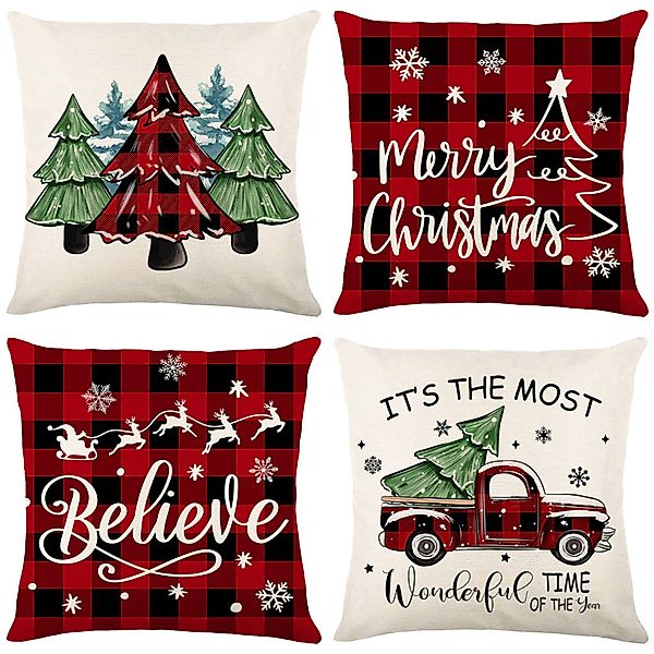 Qelus Kissenbezüge Weihnachten Kissenbezug 4er Set günstig online kaufen