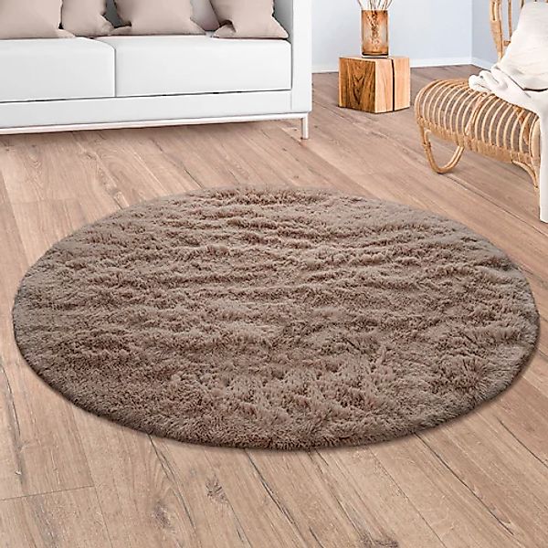 Paco Home Hochflor-Teppich »Silky 591«, rund, 37 mm Höhe, Uni Farben, beson günstig online kaufen