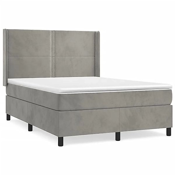 vidaXL Boxspringbett mit Matratze Hellgrau 140x200 cm Samt1378621 günstig online kaufen