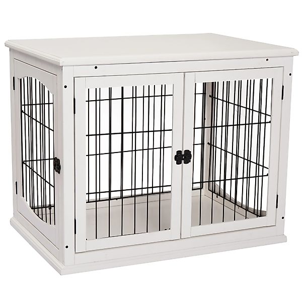 PawHut Hundehaus Transportbox mit 2 Türen Haustier Metall Weiß 81 x 58,5 x günstig online kaufen